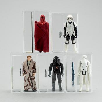 STAR WARS, 5 stycken actionfigurer, AFA-graderade, Kenner 1980-tal.