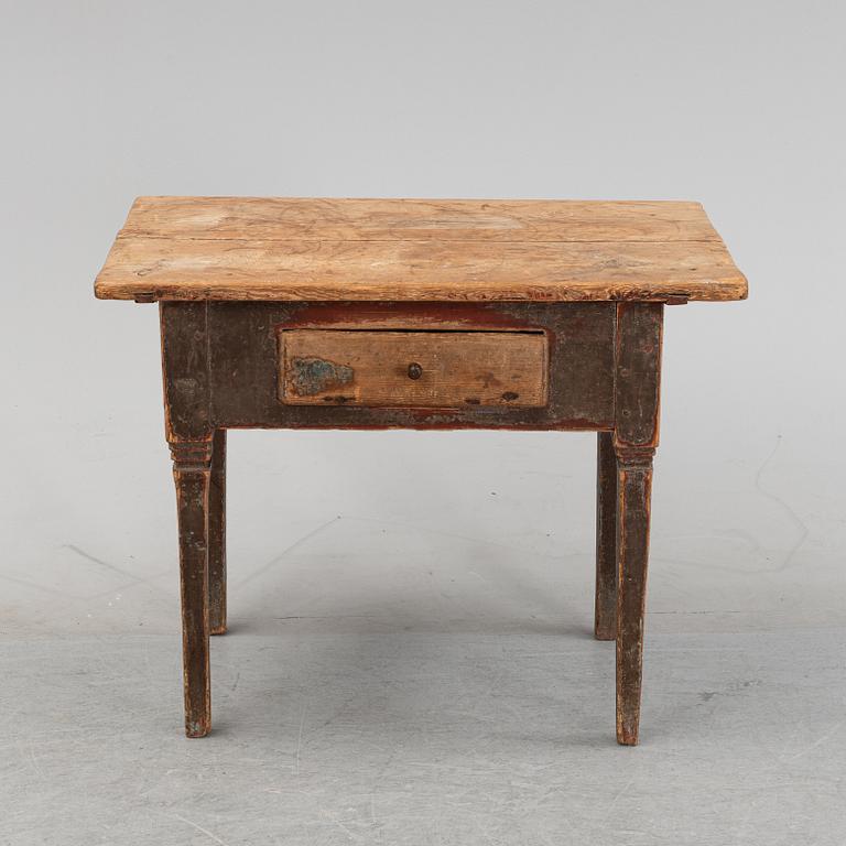 A Swedish painted table with a drawer, 19th century.