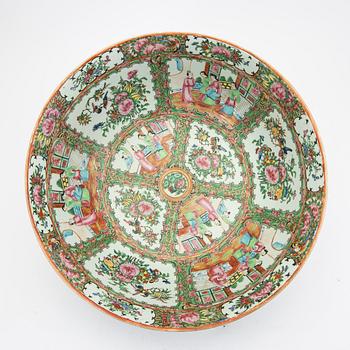 Bålskål samt fat 3 st Kina  Kanton sent 1800-tal porslin.