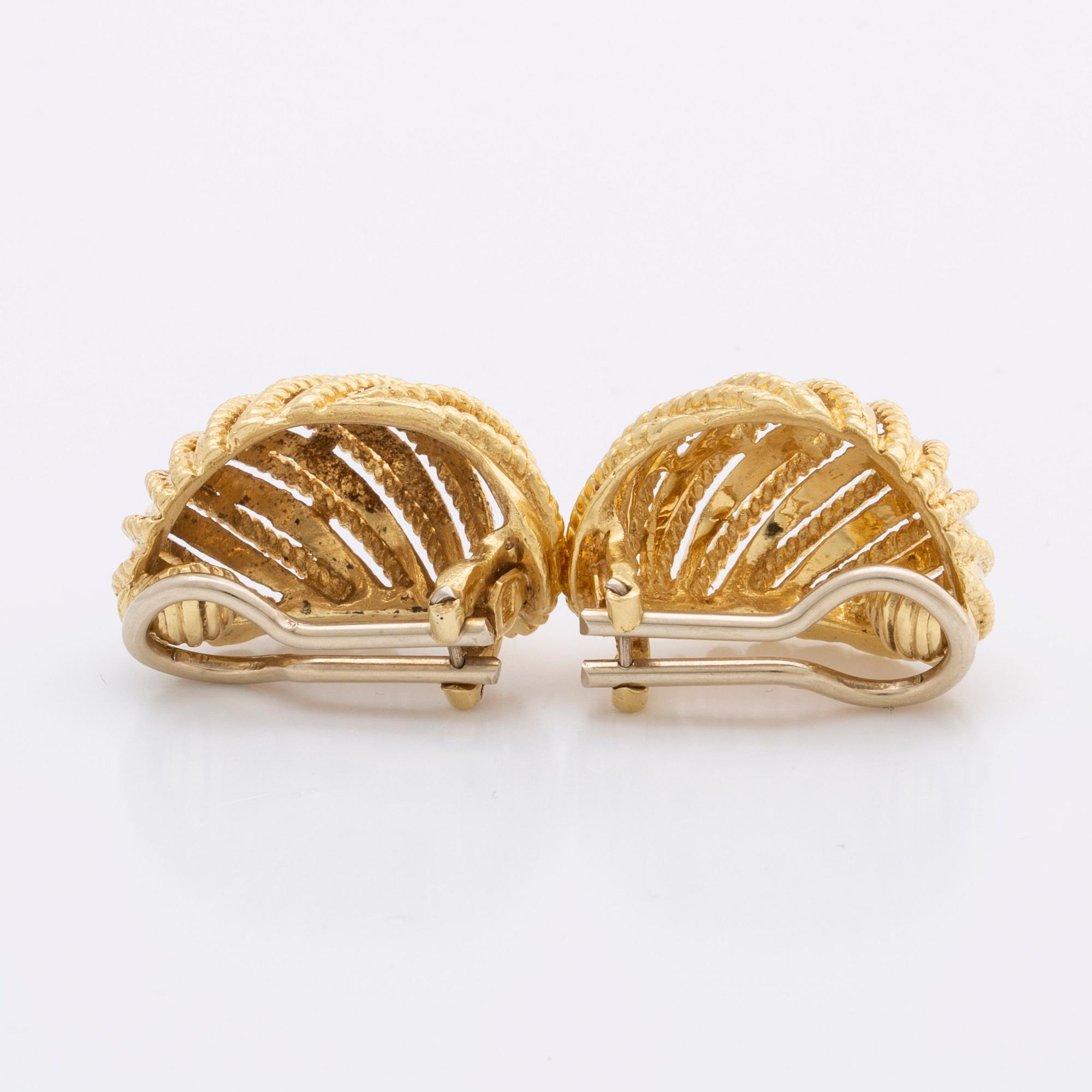 EARRINGS 18K gold, clip mechanism, 15,5 g.