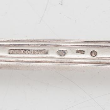 Bestick, 30 delar, silver, "Engelsk snäck", bl a JE Torsk, Stockholm 1862.