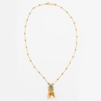 Björn Weckström, Necklace, 18K gold with opal and a round brilliant-cut diamond, Finland 1978. By Lapponia.