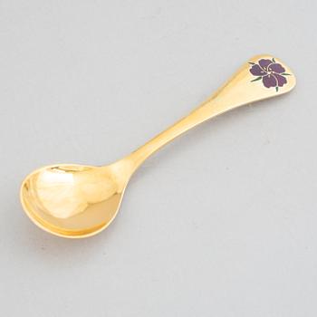 Georg Jensen, Christmas spoons/annual spoons, 13 pcs, gilded silver, Denmark 1971-1983.