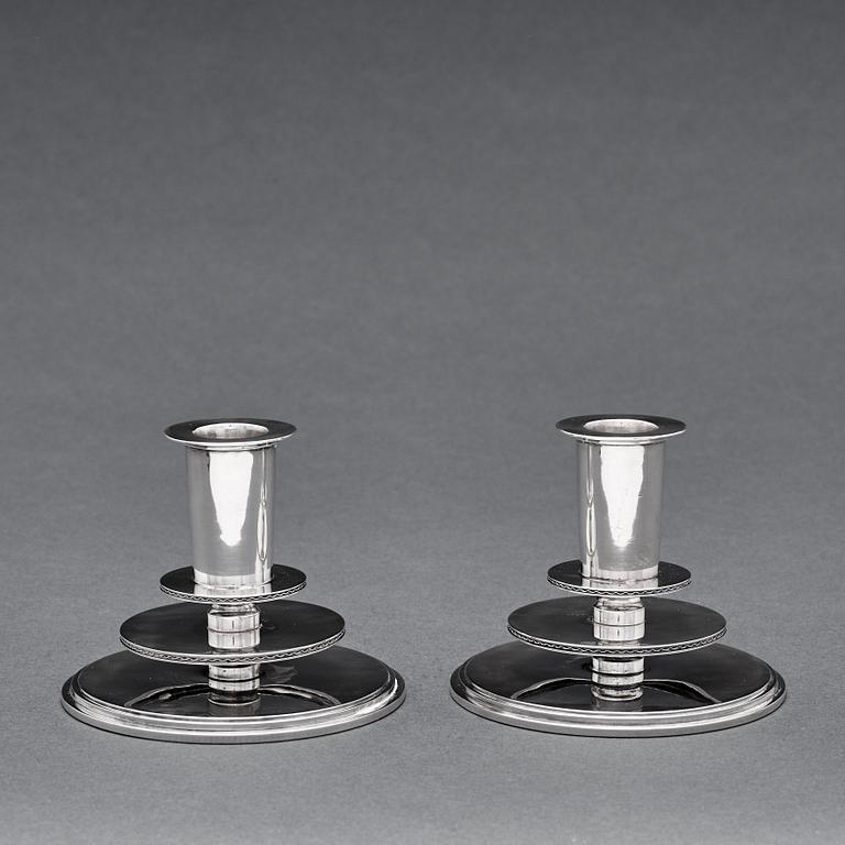 Atelier Borgila, a pair of sterling candlesticks, Stockholm, 1935.