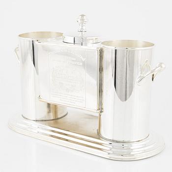 A silver plated wine cooler, contemporary.