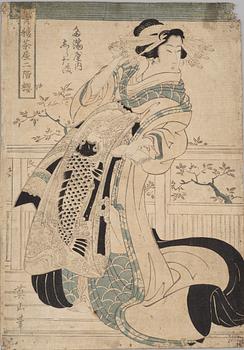 Keisai Eisen, two woodblock prints.