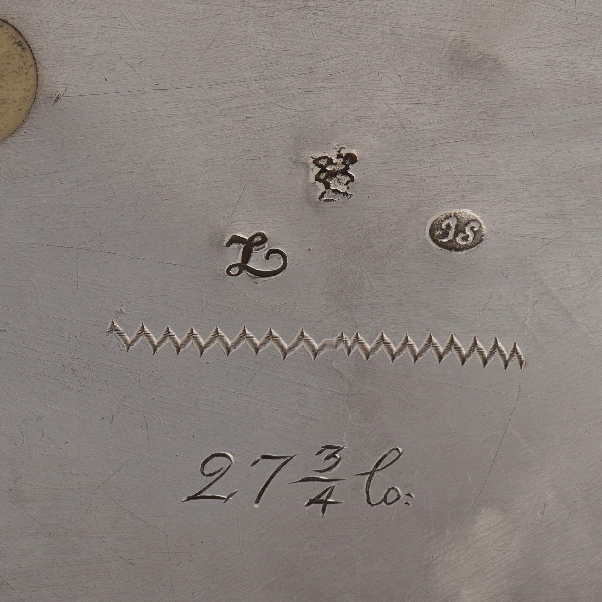 A Swedish 18th century 7 piece silver toilet service, mark of Johan Lorenz Starin, Stockholm 1736.