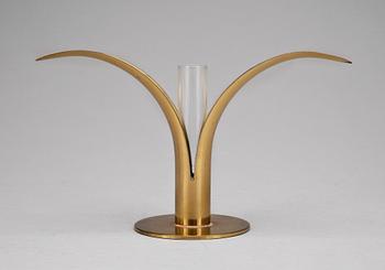 LJUSSTAKAR, 3 st, mässing, "Liljan", Ivar Ålenius-Björk, Ystad metall, 1900-talets mitt.