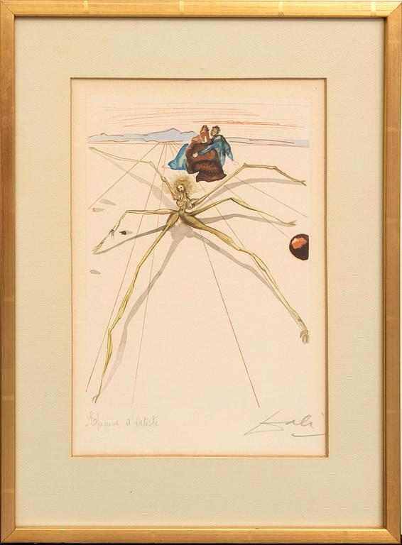 Salvador Dalí, woodcut in color signed and numbered Épreuve D'artiste.