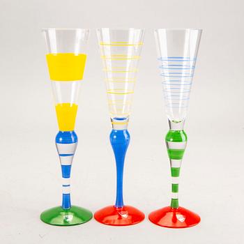 Anne Nilsson, a set of six handpainted champagne glasses from Orrefors.