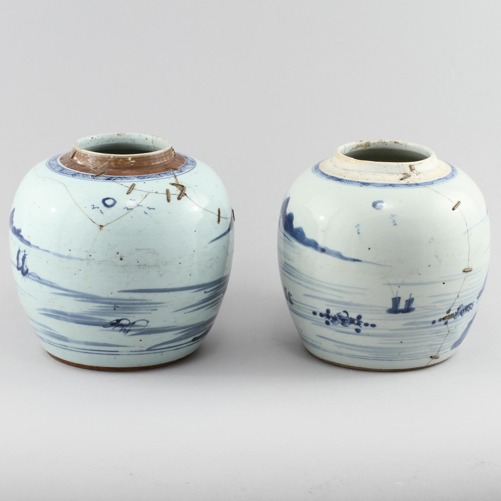 BOJANER, 2 st, porslin, Kina, 1800-tal.