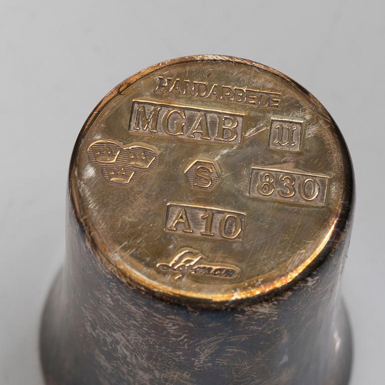 Eleven silver beakers, including marks of K Anderson, CG Hallberg, Eric Löfman for KG Markström, etc.
