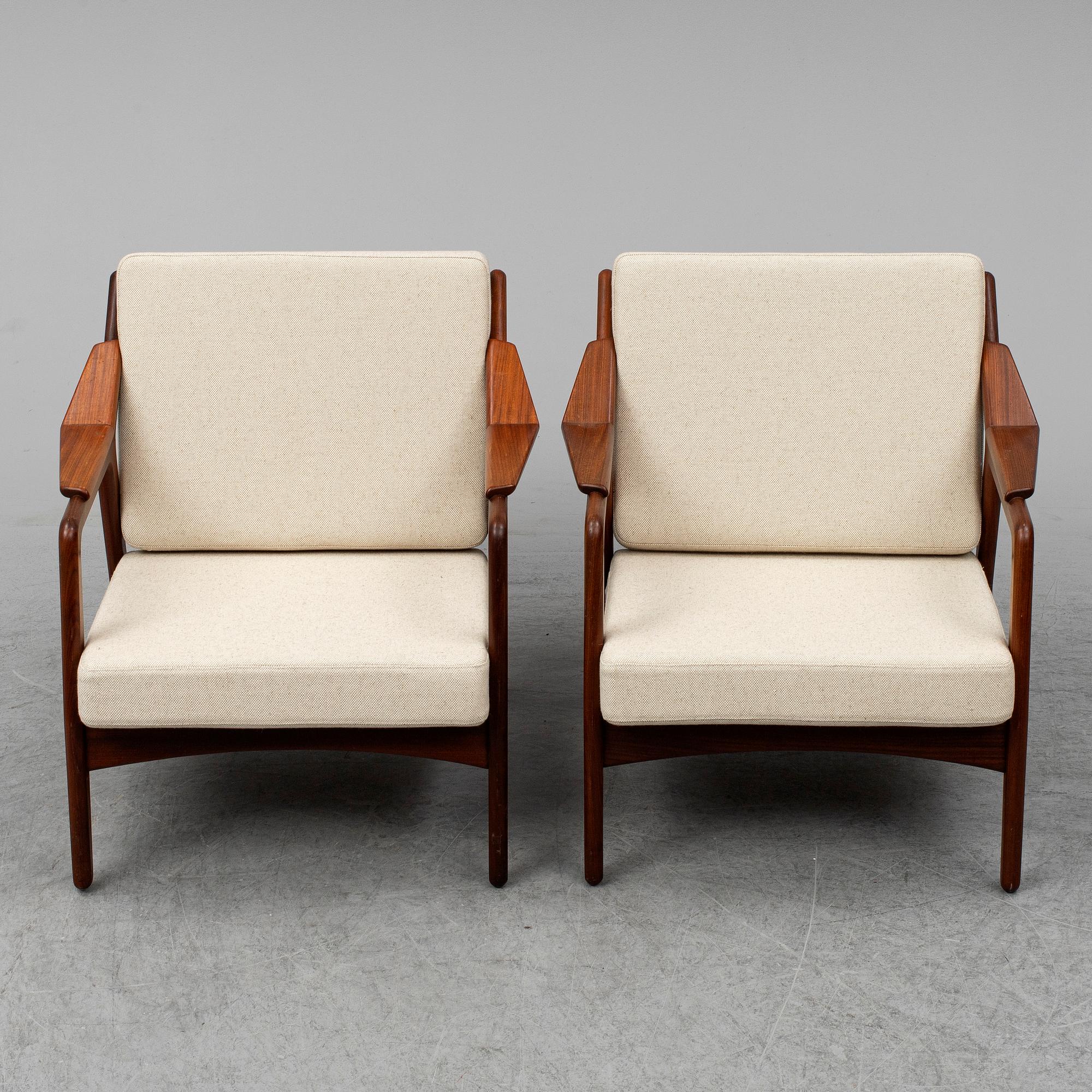 H Brockmann-Petersen, a pair of Danish teak easy chairs, 1950's/60's.