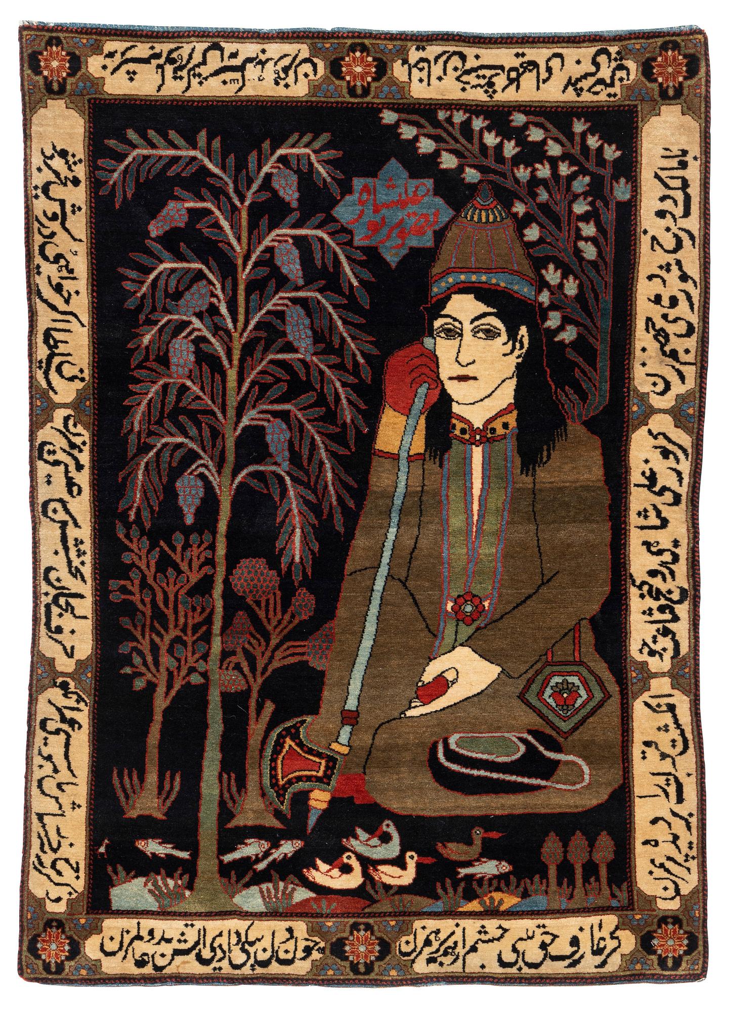Matta, semiantik figural Nahavand, ca 190 x 135 cm.