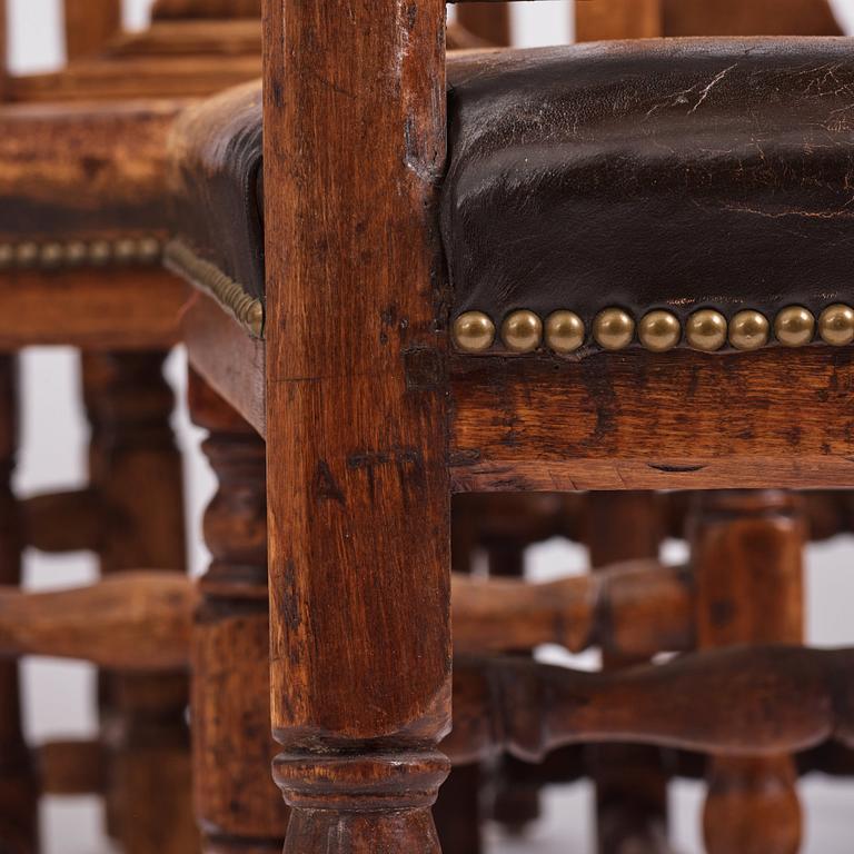 A set of six late Baroque chairs by A. Thunberg (master 1768).