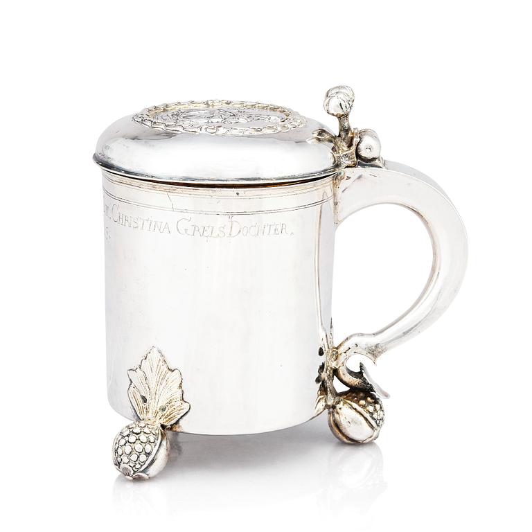 An early 18th century silver tankard, unidentified makers mark, Moscow 1700-1710.