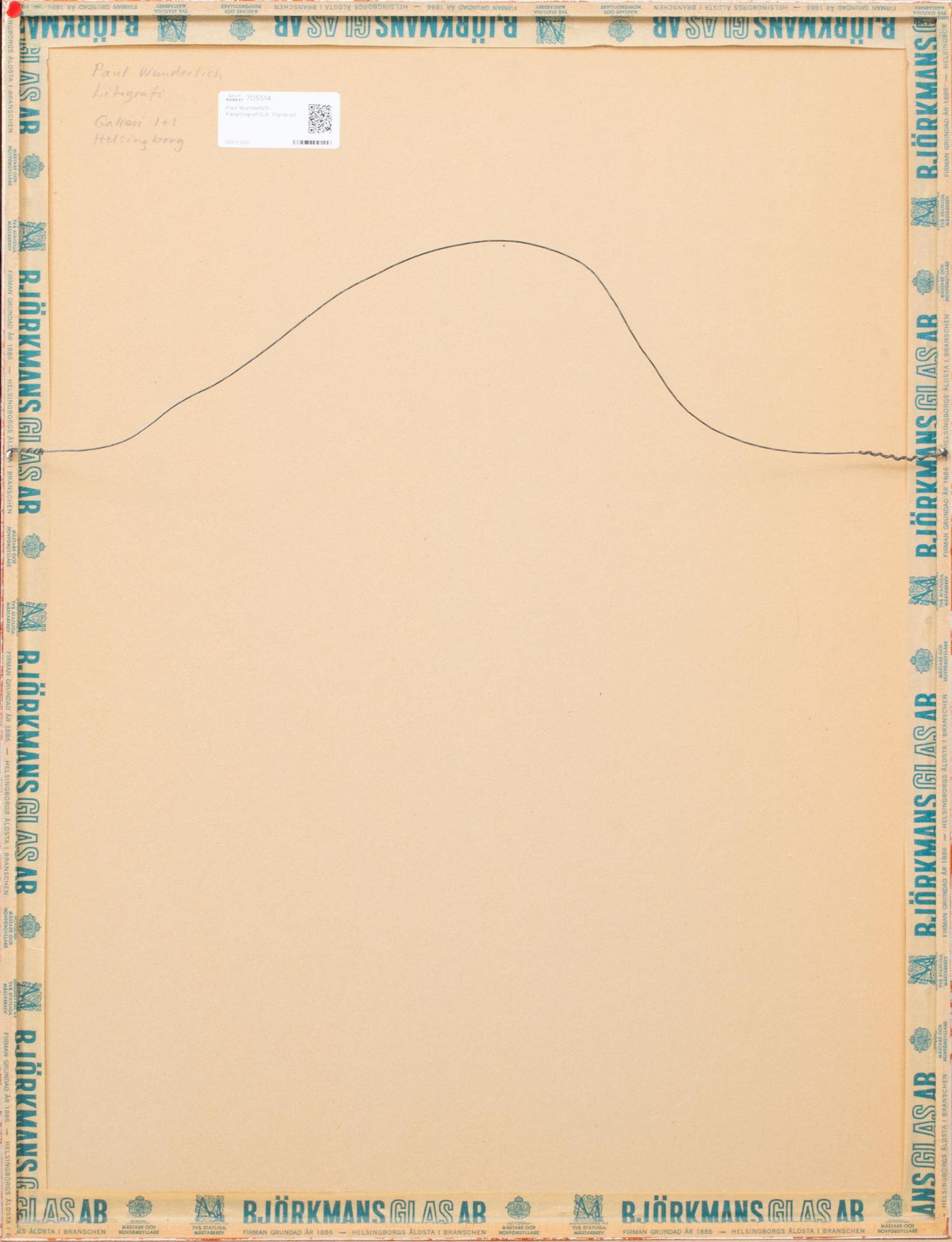 PAUL WUNDERLICH,  Färglitografi.E.A. Signerad.