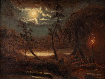 Marcus Larsson, tillskriven, Månbelyst landskap.