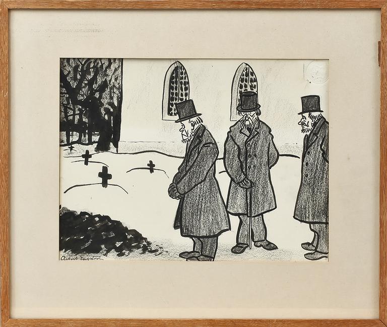 ALBERT ENGSTRÖM, blandteknik på papper, sign.