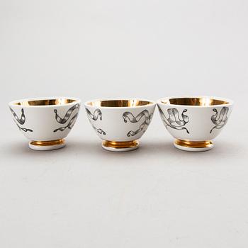 PIERO FORNASETTI, 6 porcelain bowls, Milan, Italy.