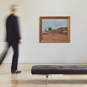 Carl Fredrik Hill, "Väg med sittande hund, Fontainebleau".