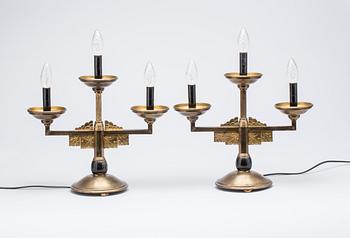 KANDELABRAR, ett par, art deco.