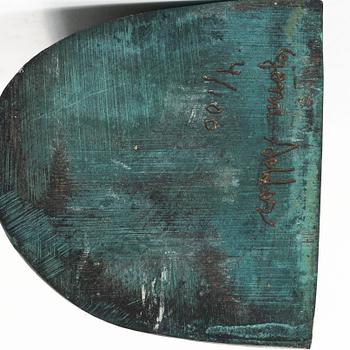 Björn Selder, a pair of green-patinated bronze sculptures/bookends, signed and numbered 4/100.