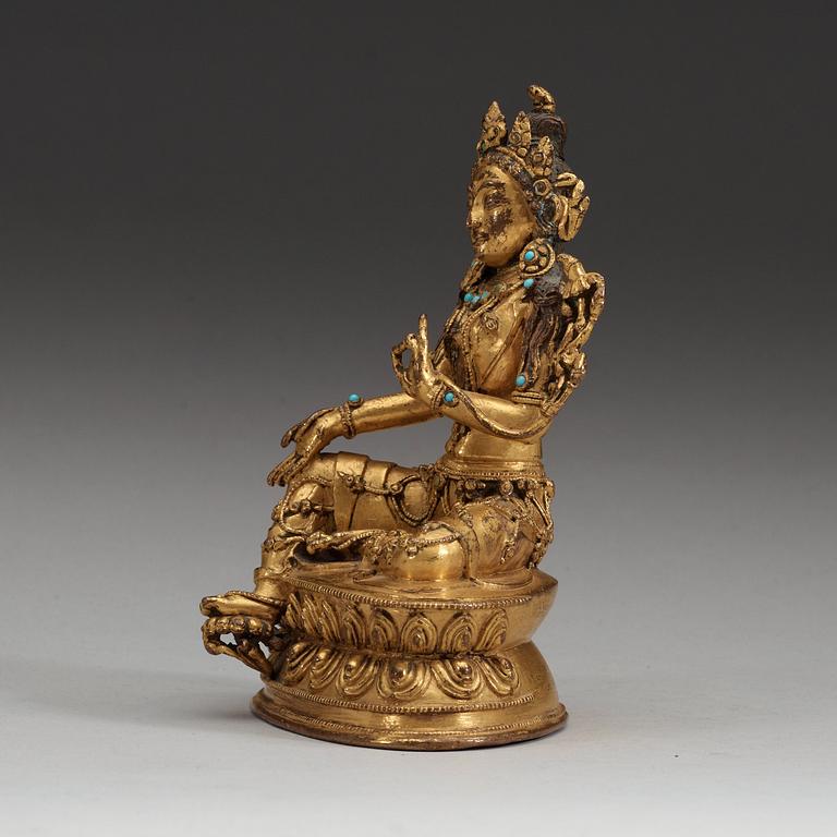 TARA, förgylld brons. Qing dynastin, 1700-tal.