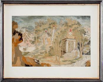 BRODERAD TAVLA, siden, 1800-talets första hälft.