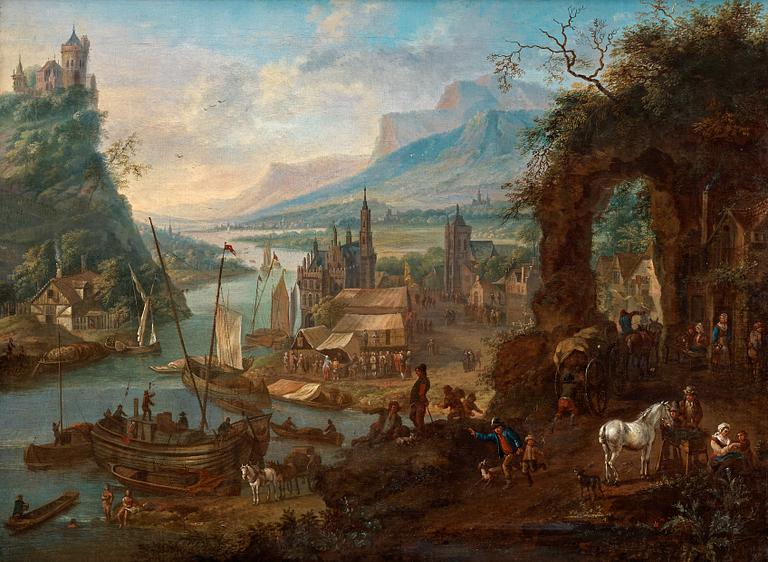 Mathys Schoevaerdts Attributed to, Castal Scenes with landscape with figures (2).