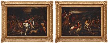 812. Unknown artist 17th Century. Hunting scenes, a pair.