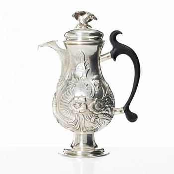 A silver coffee pot. Probably Northern Germany/Denmark, 18th Century.