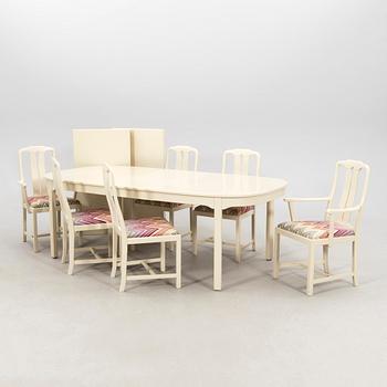 Carl Malmsten, dining set 7 pcs "Ambassador", Åfors Möbelfabriks AB, second half of the 20th century.