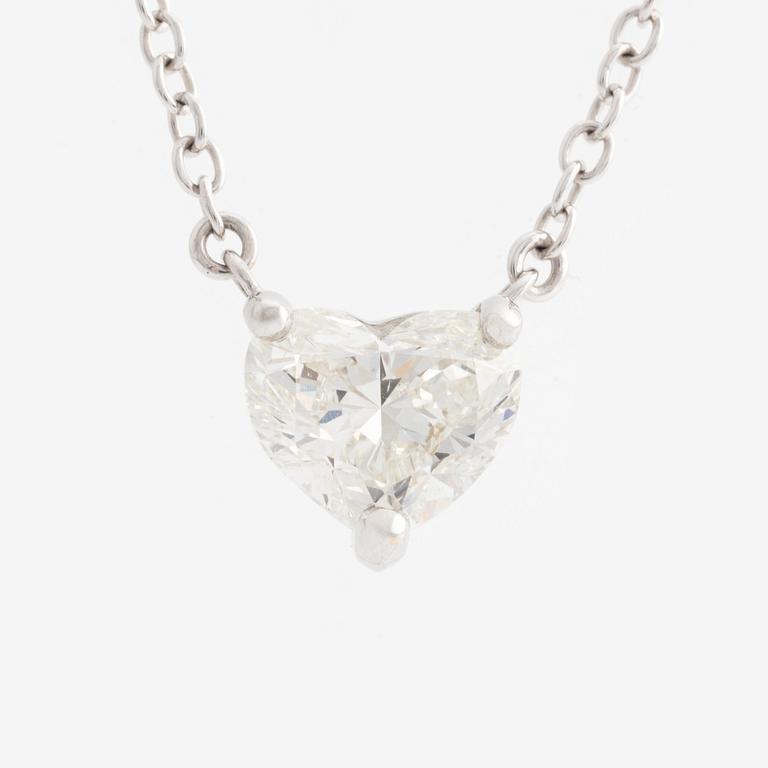 Necklace with heart-shaped diamond, accompanied by GIA report.