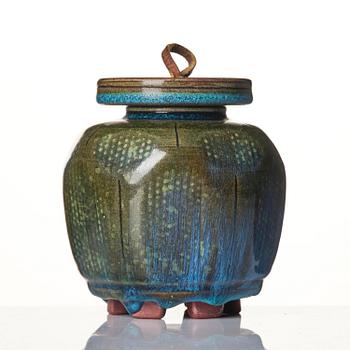 Wilhelm Kåge, a Farsta stoneware lidded jar, Gustavsberg Studio 1950s.