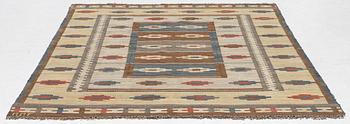 Märta Måås-Fjetterström, a 'Ljusa mattan' flat weave carpet, c. 215 x 180 cm,. signed MMF.