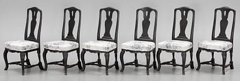 STOLAR, 6 st, senbarockstil, 1900-talets andra hälft.