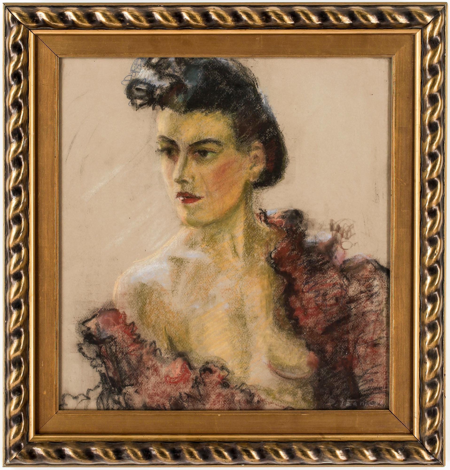 OKÄND KONSTNÄR, pastell, Bär signatur.