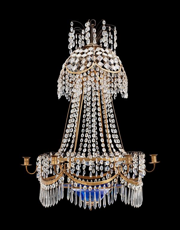 A late Gustavian early 19th Century seven-light chandelier.