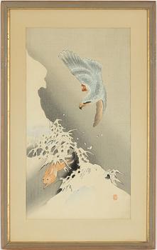 Ohara Koson, 'Örn som jagar hare'.