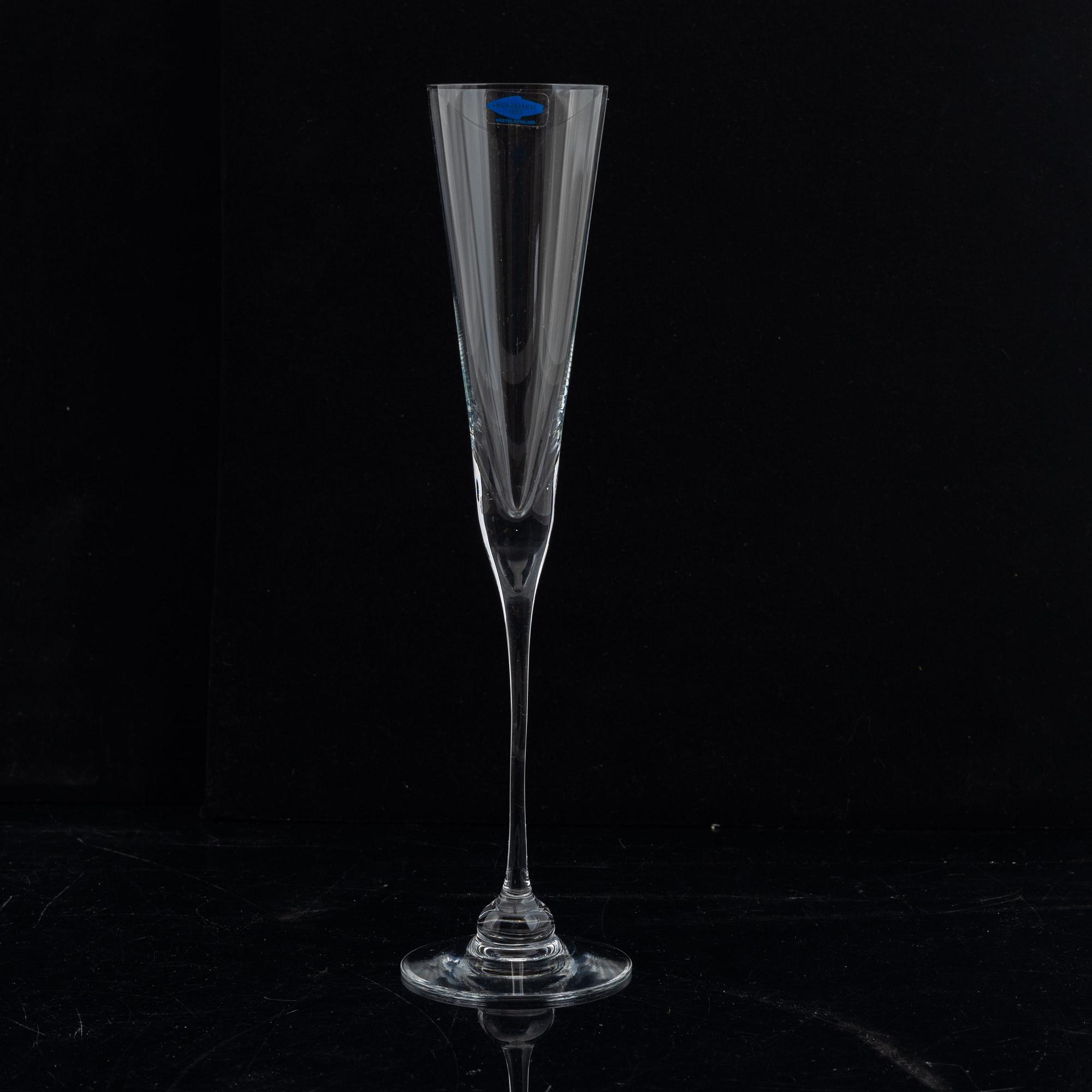 Heikki Orvola, champagne glasses, 12 pcs, "Aurora", Nuutajärvi Notsjö, Arabia, Finland.
