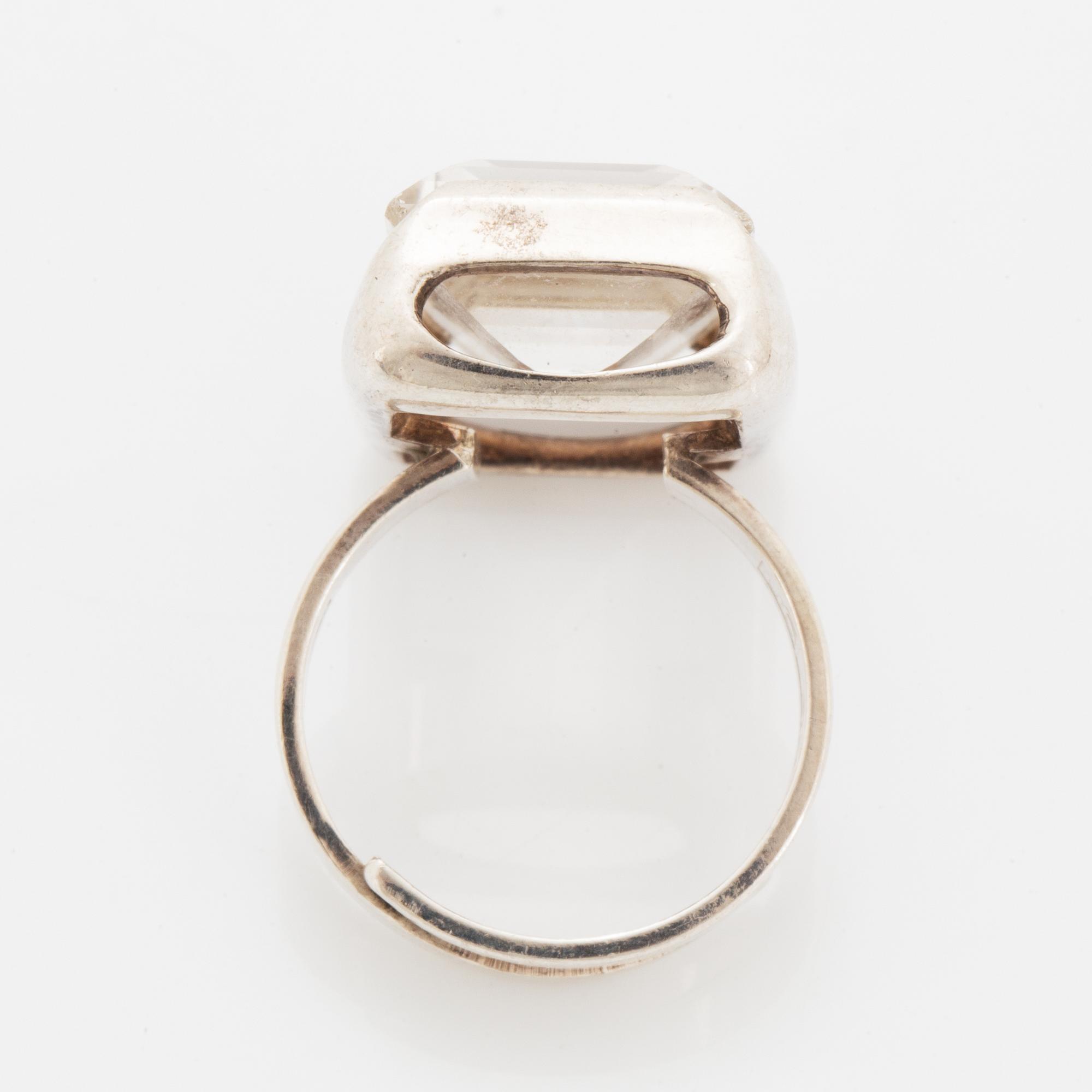 Bengt Hallberg, ring, silver med bergkristall.