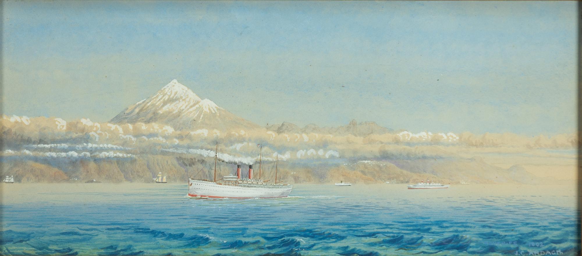 John Charles Ardagh, Ship before a mist-covered mountain.