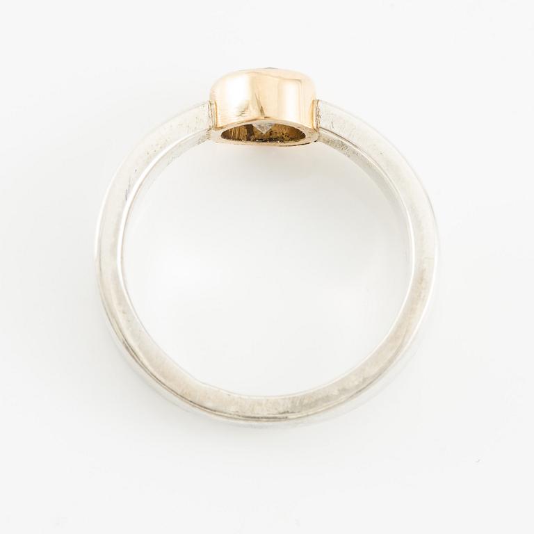 Jan-Christer Lundqvist, ring, silver med fasettslipad vit sten, Skövde.