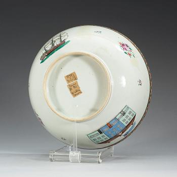A famille rose 'European Subject' punch bowl, Qing dynasty, Qianlong (1736-95).