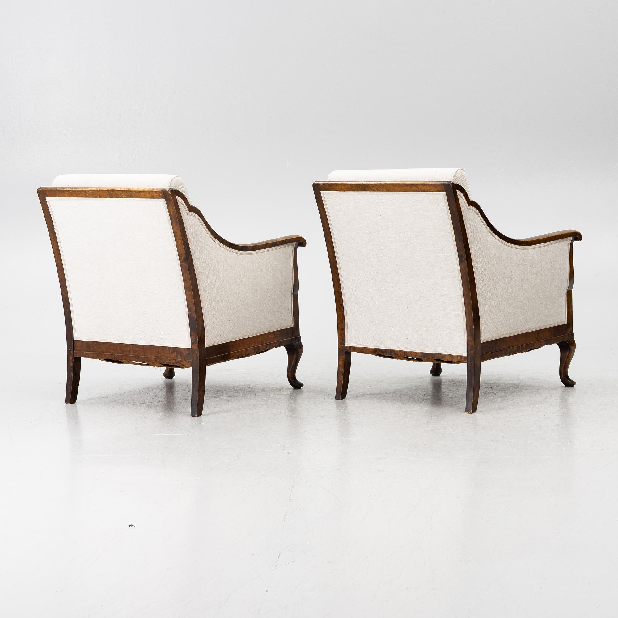 Armchairs, a pair, 1930s/40s.