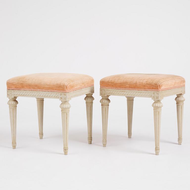 A pair of Gustavian stools by E. Holm (master in Stockholm 1779-1814).