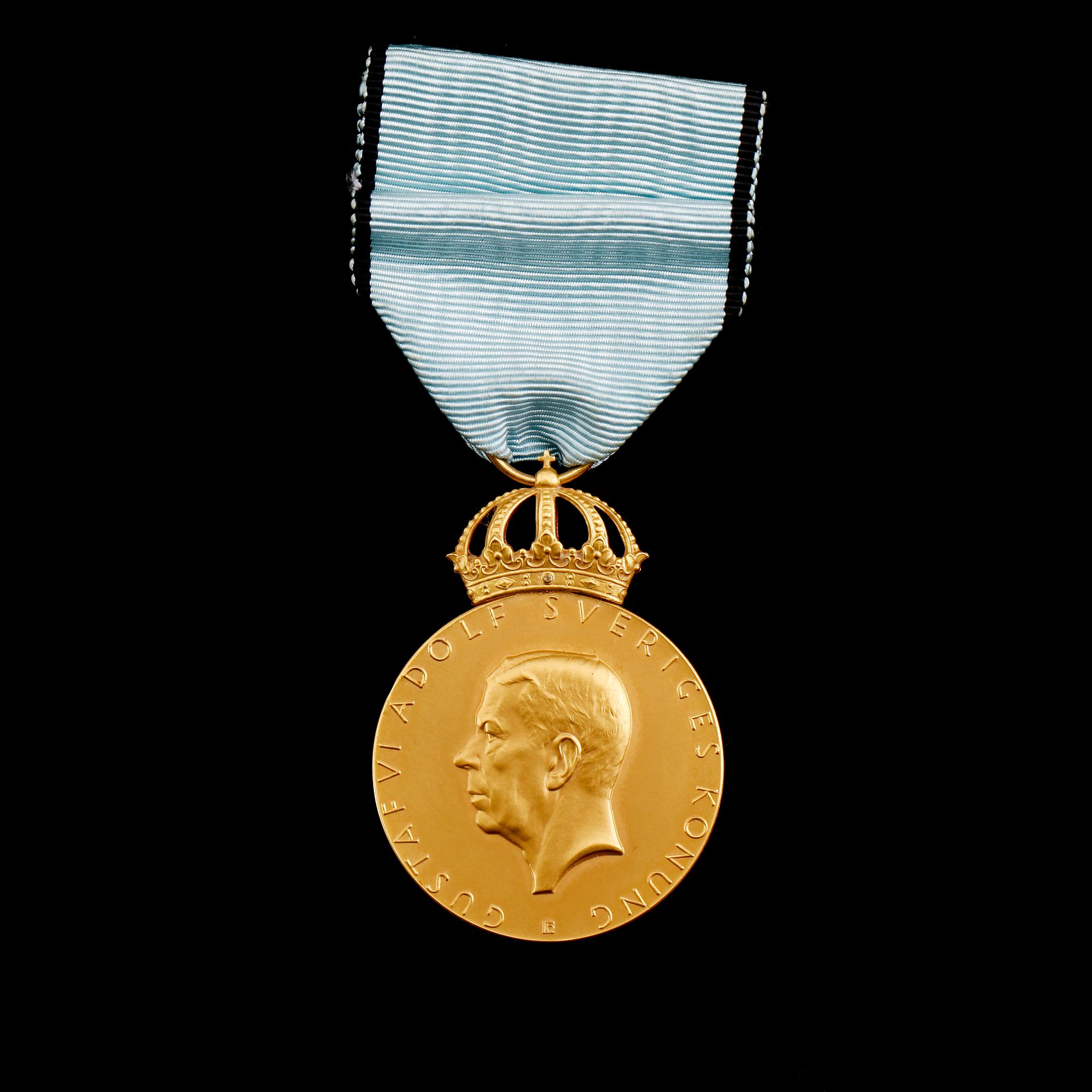 MEDALJ, guld, Gustav VI Adolf, CF Carlman, 1952. Vikt ca 30 gram.