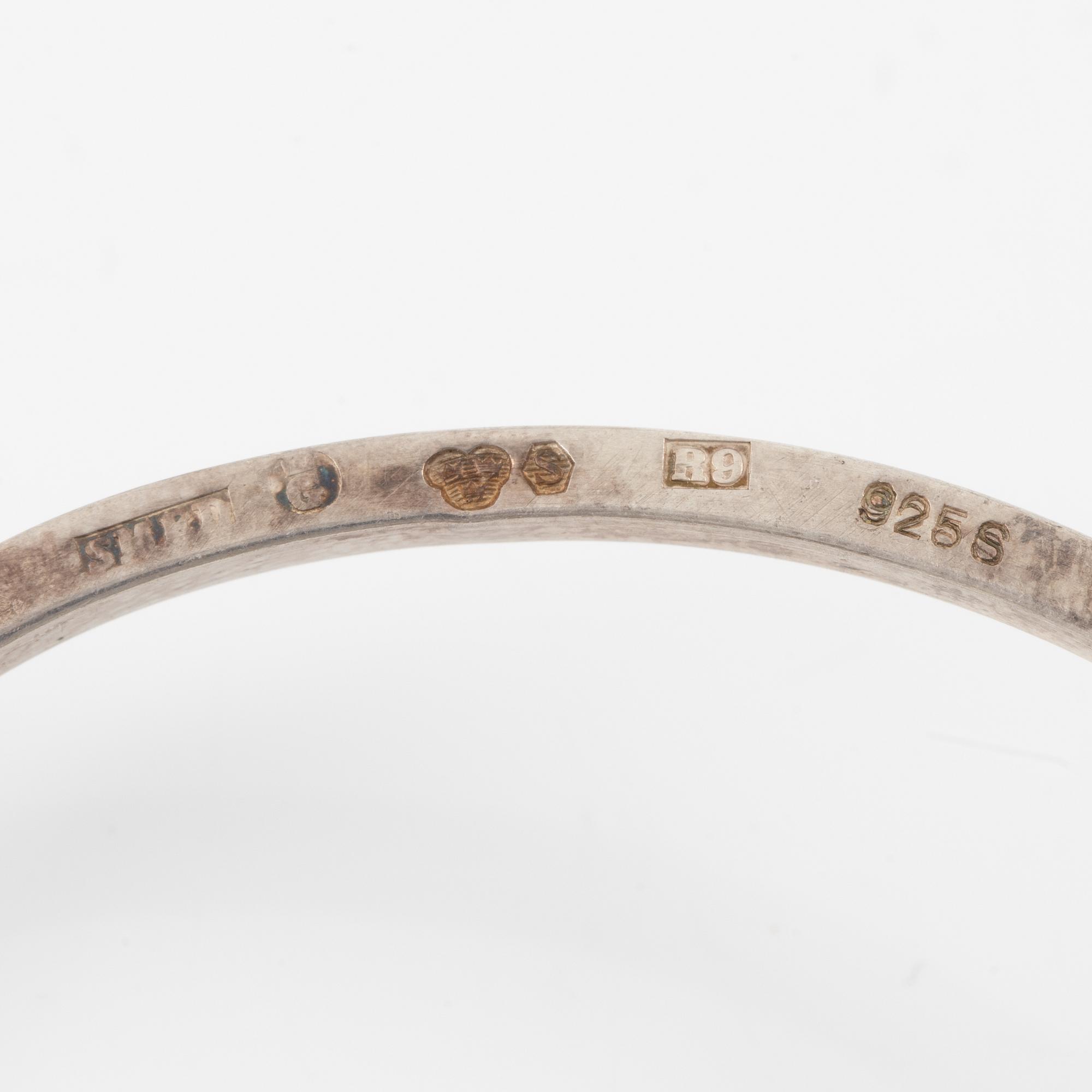 Lars Arby, five arm rings, sterling silver, Gothenburg 1963, 1966 and 1967.