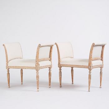 A pair of late Gustavian stools E. Ståhl (master in Stockholm 1794-1820).